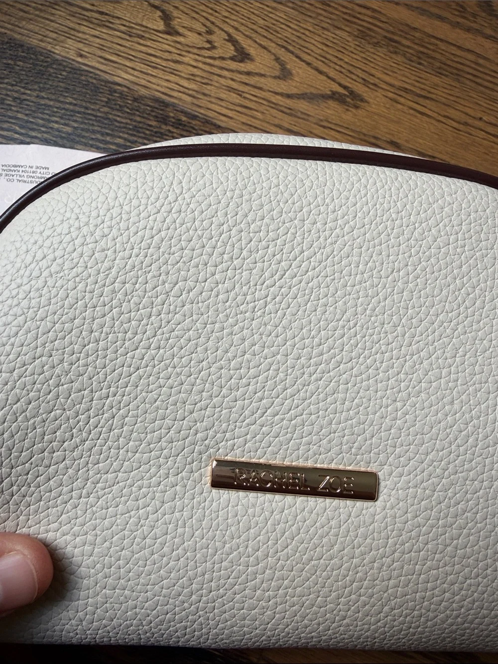 NWT Rachel Zoe Cosmetic Pouch w Brown Trim